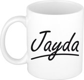 Jayda naam cadeau mok / beker sierlijke letters - Cadeau collega/ moederdag/ verjaardag of persoonlijke voornaam mok werknemers