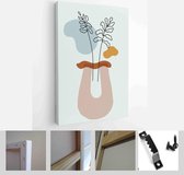 Modern Abstract Art Botanical Wall Art. Boho. Minimal Art Flower on Geometric Shapes Background. Painting Wall Pictures Home Room Decor - Modern Art Canvas - Vertical - 1952272900