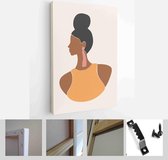 Set of abstract female shapes and silhouettes on retro summer background. Abstract women portraits in pastel colors - Modern Art Canvas - Vertical - 1766265239 - 80*60 Vertical