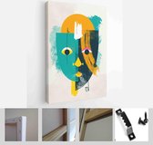 Face portrait abstraction wall art illustration design vector. creative shapes design graphics with textured geometric shapes - Modern Art Canvas - Vertical - 1856567401 - 80*60 Ve