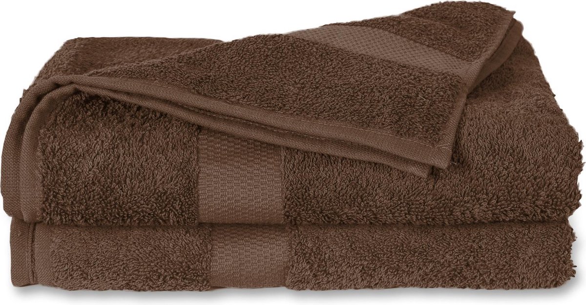 Twentse Damast Luxe Katoenen Badstof Handdoeken - Douchelaken - 2 stuks - 70x140 cm - Bruin