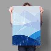 Blue Mountains Abstract Landschap Print Poster Wall Art Kunst Canvas Printing Op Papier Met Waterproof Inkt 30x42cm Multi-color