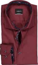 VENTI modern fit overhemd - bordeaux rood poplin (contrast) - Strijkvrij - Boordmaat: 40