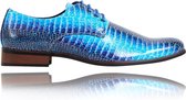Blue Dino - Maat 45 - Lureaux - Kleurrijke Schoenen Voor Heren - Veterschoenen Met Print