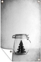 Tuinposters buiten Illustratie - Kerstboom - Kunst - zwart wit - 60x90 cm - Tuindoek - Buitenposter