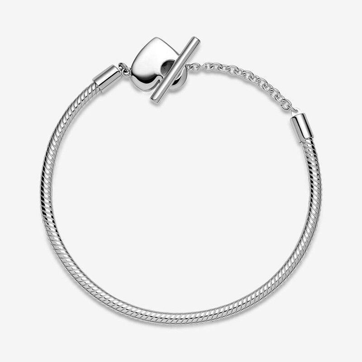 Fler® | Armband Zilver | Zilveren armband | geschikt voor alle populaire bedelcollecties | Bedelarmband dames zilver | sluiting met hartje | Elegante dames armband | Valentijnsdag cadeau | Maat 19