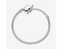 Fler® | Armband Zilver | Zilveren armband | geschikt voor alle populaire bedelcollecties | Bedelarmband | sluiting met hartje | Elegante dames armband | Valentijnsdag cadeau | Maat 19