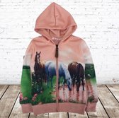 Vest met paarden zacht roze -s&C-110/116-Meisjes vest