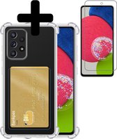 Samsung Galaxy A52s Hoesje Pasjeshouder Case Met Screenprotector - Samsung Galaxy A52s Pasjeshouder Card Case Hoesje Met Screenprotector - Transparant