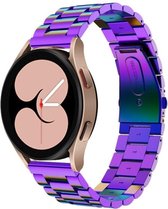 Strap-it Samsung Galaxy Watch 4 - 40mm stalen band - regenboog