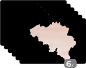 Placemat - Placemats kunststof - Kaart - België - Roze - 45x30 cm - 6 stuks - Hittebestendig - Anti-Slip - Onderlegger - Afneembaar