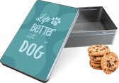 Koektrommel Life Is Better With A Dog Rechthoek - Bewaarblik 13 x 20 x 5 cm