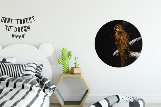 Cercle Mural - Cercle Mural Intérieur - Perroquet - Goud - Branche - ⌀ 60 cm - Décoration murale - Peintures Ronds