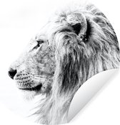 WallCircle - Stickers muraux - Wallpaper Circle - Lion - Zwart - Wit - Animaux - 100x100 cm - Wall Circle - Auto Adhésif - Sticker Papier Peint Rond XXL