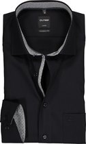 OLYMP Luxor modern fit overhemd - mouwlengte 7 - zwart (contrast) - Strijkvrij - Boordmaat: 45