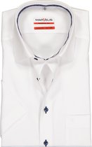 MARVELIS Modern Fit overhemd - korte mouw - wit structuur (contrast) - Strijkvrij - Boordmaat: 42