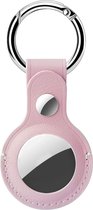 Accezz Airtag sleutelhanger Roze - Airtag hoesje  - Accezz Genuine Leather Keychain Case