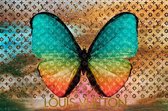 120 x 80 cm - Glasschilderij - Louis Vuitton vlinder - schilderij fotokunst - foto print op glas