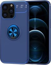 Metalen ringhouder 360 graden roterende TPU-hoes voor iPhone 13 Pro (blauw + blauw)