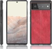 Voor Google Pixel 6 Schokbestendig Naaien Koe Huidtextuur PC + PU + TPU Case (Rood)