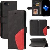 Dual-color splitsen horizontale flip PU lederen tas met houder & kaartsleuven & portemonnee voor iPhone 8/7 / SE 2020 (zwart)