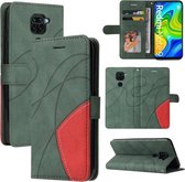 Voor Xiaomi Redmi Note 9 Dual-color Splicing Horizontale Flip PU Lederen Case met Houder & Kaartsleuven & Portemonnee (Groen)
