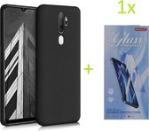 hoesje Geschikt voor: Oppo Find X2 TPU Silicone rubberen + 1 stuk Tempered screenprotector - zwart