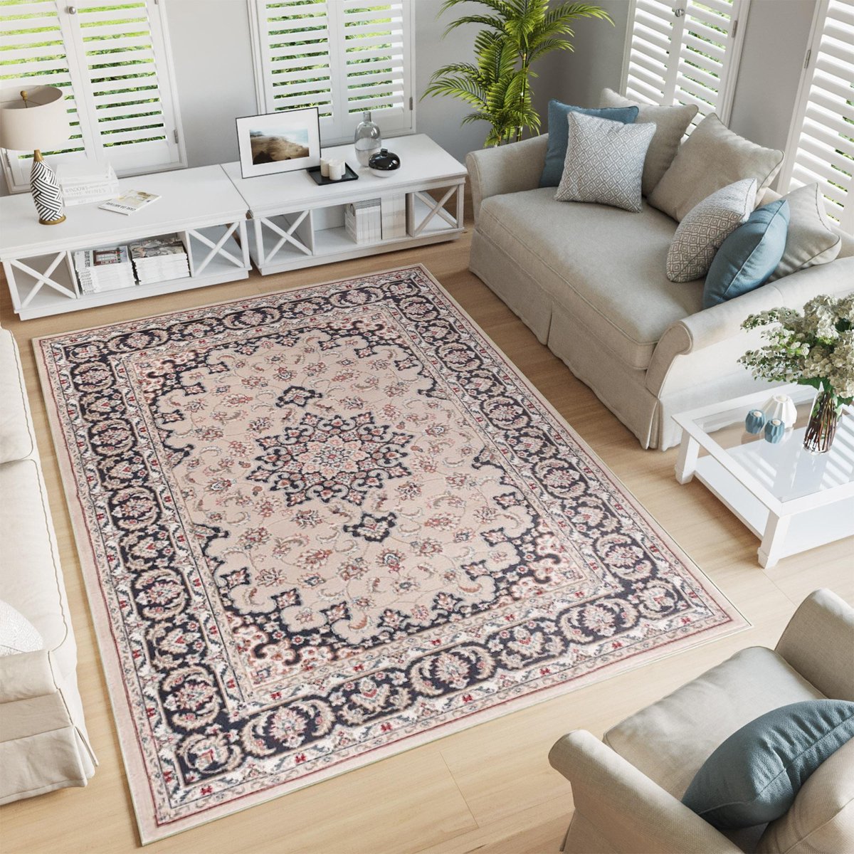 Tapiso Colorado Vloerkleed Beige Grijs Gebloemd Woonkamer Tapijt Maat- 300x400 Beige Antraciet1
