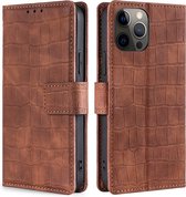 Samsung Galaxy A72 Book Case Hoesje met Krokodil Patroon - Pasjeshouder - PU Leer - TPU - Samsung Galaxy A72 - Bruin