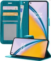 OnePlus Nord 2 Hoesje Book Case Hoes - OnePlus Nord 2 Case Hoesje Wallet Cover - OnePlus Nord 2 Hoesje - Turquoise