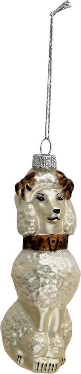 Clayre & Eef Kersthanger Hond 14 cm Wit Glas Kerstbal