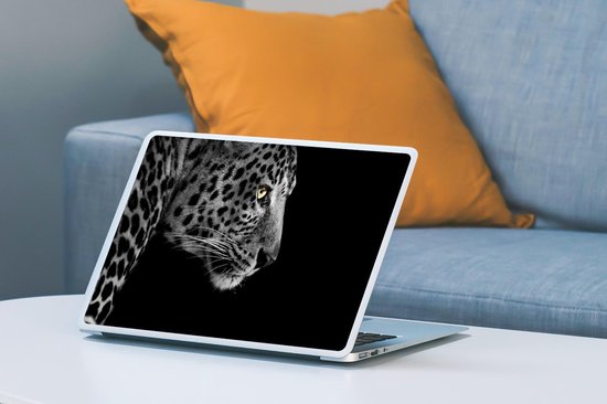 Sticker pour ordinateur portable - 12,3 pouces - Léopard - Zwart - Wit - Fourrure - 30x22cm - Autocollants pour ordinateur portable - Skin pour ordinateur portable - Housse