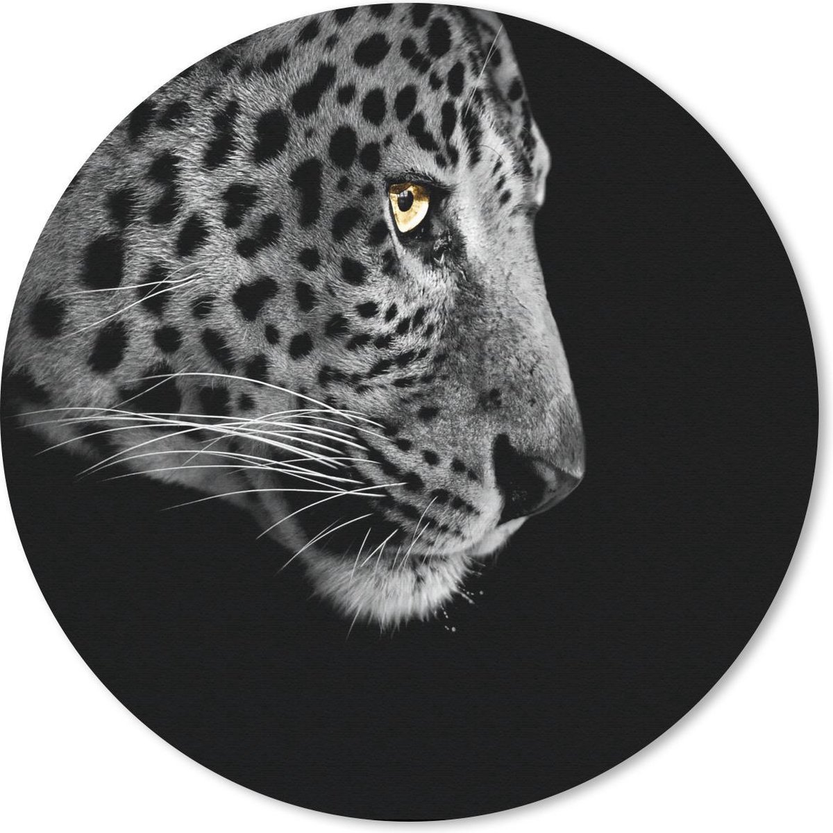 Muismat rond 20x20 cm - Mousepad Luipaard - Zwart - Wit - Ronde muismatten