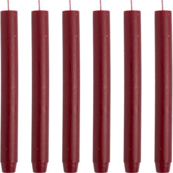 Cactula | Dinerkaarsen - Dikke kaarsen - Bordeaux - 30 x 2.6 cm - 6 stuks - 20 Branduren