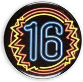 button 16 neon 5,5 cm zwart