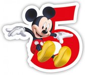 cijferkaars '5' Playful Mickey junior 8 cm wax rood