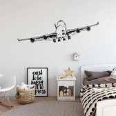 Muursticker Vliegtuig -  Lichtbruin -  120 x 33 cm  -  baby en kinderkamer - Muursticker4Sale