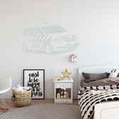 Muursticker Politie Auto -  Lichtgrijs -  80 x 45 cm  -  baby en kinderkamer - Muursticker4Sale