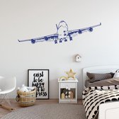 Muursticker Vliegtuig Opstijgend - Donkerblauw - 80 x 23 cm - baby en kinderkamer - voertuig baby en kinderkamer alle