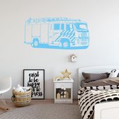 Muursticker Brandweer Auto -  Lichtblauw -  160 x 78 cm  -  baby en kinderkamer - Muursticker4Sale