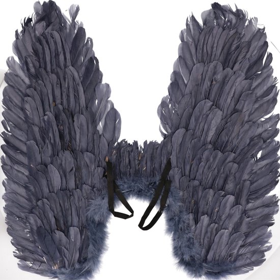 Inspecteren Verlichting directory Halloween Blauw grijze vleugels met veren 65 cm - halloween kleding  accessoires -... | bol.com
