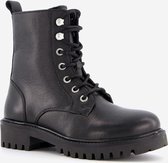 Hush Puppies leren meisjes veterboots - Zwart - Maat 28