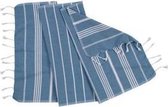 Kleine Hamamdoek Leyla Petrol Blue - 100x50cm - dunne katoenen handdoek - sneldrogende saunahanddoek (niet geschikt als lendendoek)