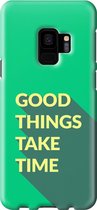 Samsung Galaxy S9 Telefoonhoesje - Premium Hardcase Hoesje - Dun en stevig plastic - Met Quote - Good Things - Groen