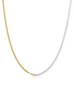 Elli Dames Halsketting Dames Curb Chain Basic Chunky Chain Bi-Color Trend in 925 Sterling Zilver Verguld