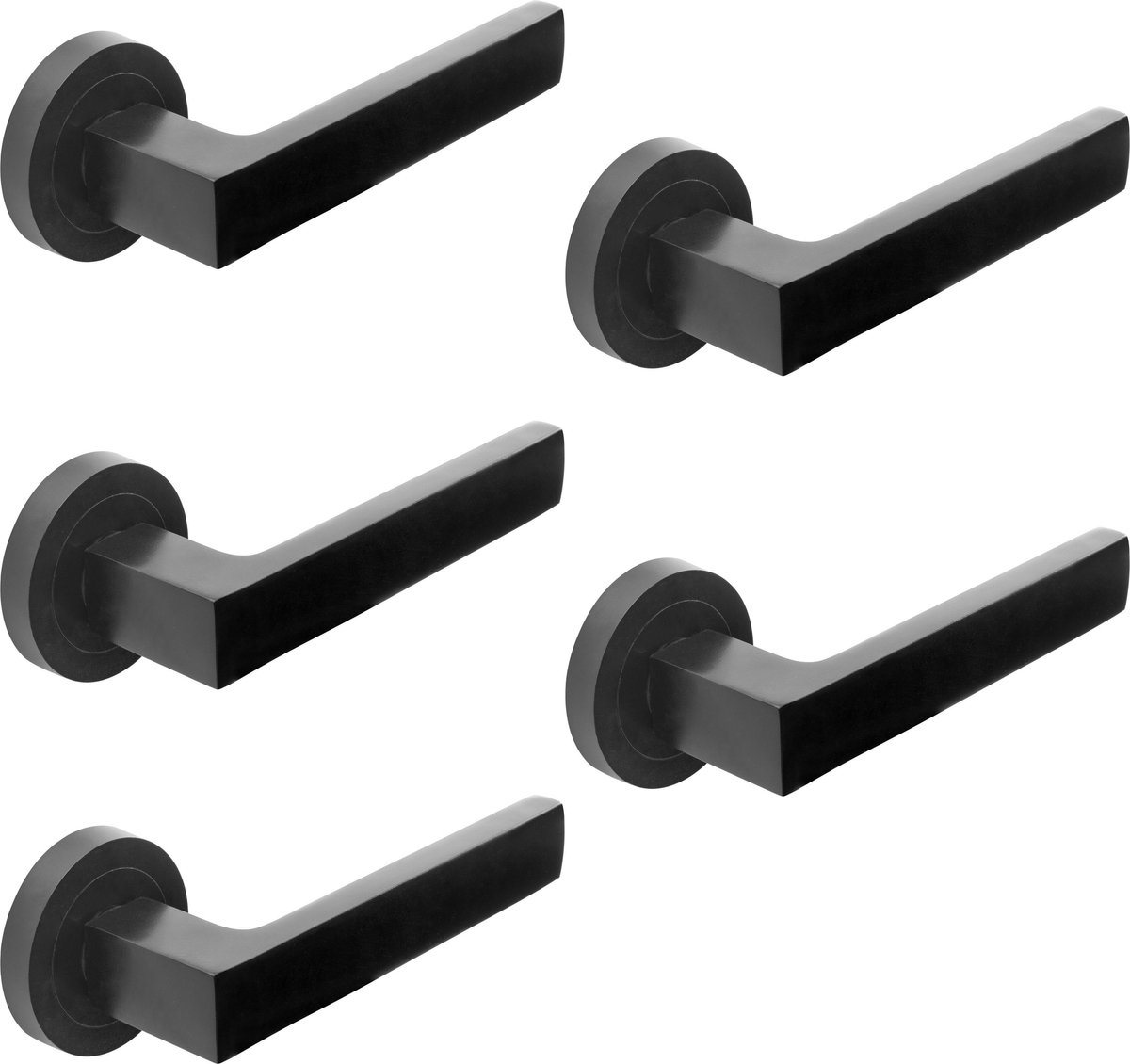 Emuca Klinken Mackay voor binnendeur, met rozet D.50 mm, Aluminium, zwart, 5 set.
