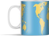 Mok - Wereldkaart - Simpel - Geel - 350 ml - Beker
