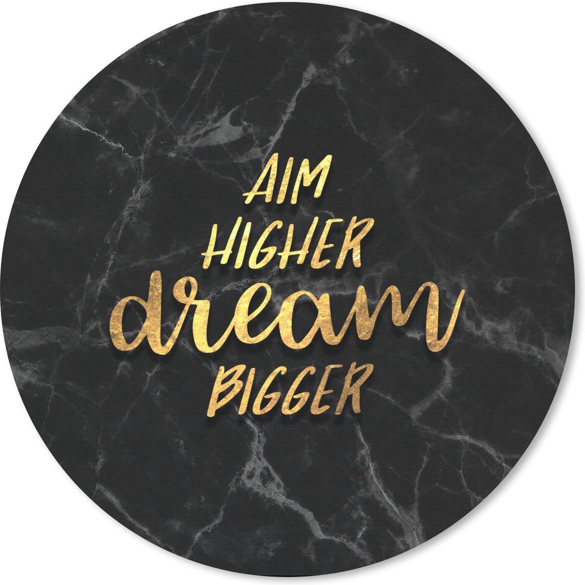 Muismat rond 20x20 cm - Mousepad Quotes - Dream - Goud - Marmer print - Ronde muismatten