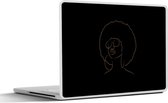 Laptop sticker - 10.1 inch - Vrouw - Zonnebril - Goud - Line art - 25x18cm - Laptopstickers - Laptop skin - Cover