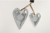 Set van 2 decoratieve kerstharthangers - H 14-20 cm - Zilver